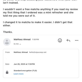 Sip & Scoop - The full email of some of what was sent on my part and the response I got from them again super unprofessional. - Ice Cream & Frozen Yogurt Near Me - Monroe, Connecticut