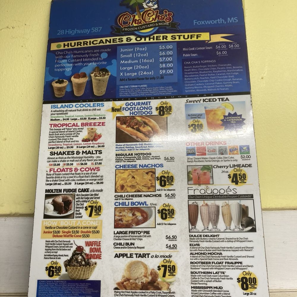 Cha Cha's Custard & More - Ice Cream & Frozen Yogurt Near Me - Foxworth, Mississippi