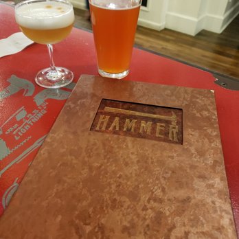 Hammer Workshop & Bar - A proper whiskey sour and a strawberry rhubarb sour - Cocktail Bars Near Me - Anaheim, California