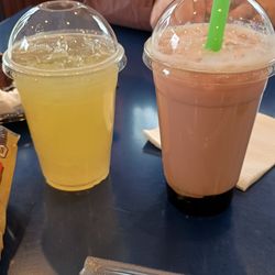 JJ’s Cafe - Lychee tea with popping lychee and Sakura rose with coffee jelly.