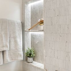 Sharon Fox Designs - Master Bathroom illuminated niche