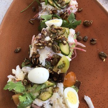 Poseidon on the Beach - Avocado & crab toast (excellent!) - Seafood Near Me - Del Mar, California