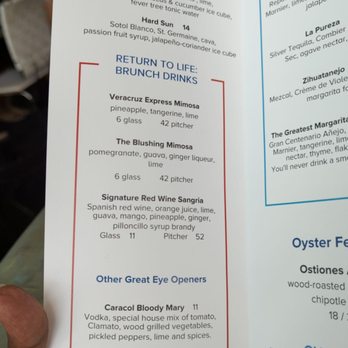 Caracol - Drink menu - Seafood Near Me - Houston, Texas