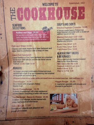 Menu photo 1 The Cookhouse Hoonah, AK Menu photo 1 The Cookhouse Hoonah, AK
