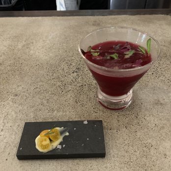 Eden - Amuse bouche - tiniest little tomatoes bursting with flavor!! - American Near Me - Syracuse, New York Eden - Amuse bouche - tiniest little tomatoes bursting with flavor!! - American Near Me - Syracuse, New York