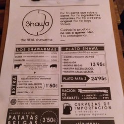Shawa - Carta comida