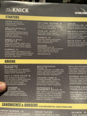 Menu photo 1 The Knick Milwaukee, WI