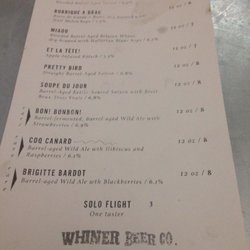 Whiner Beer Company - Beer list
