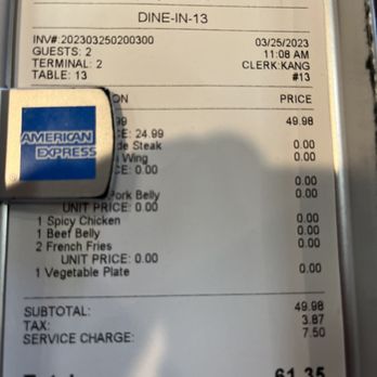 Red Castle - The bill - Korean Near Me - Rialto, California