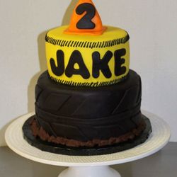 Talent 2 Design - 2 tier construction cake for Jake