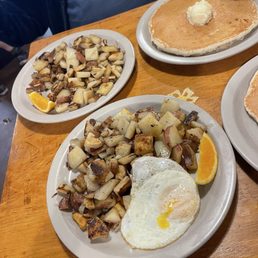 Country red fried potatoes, over easy egg, 10inch pancake!!!