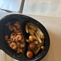 Adult shrimp basket with "extra" portion of shrimp