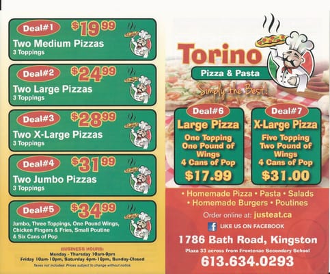 Menu photo 2 Torino Pizza & Pasta Kingston, ON Menu photo 2 Torino Pizza & Pasta Kingston, ON