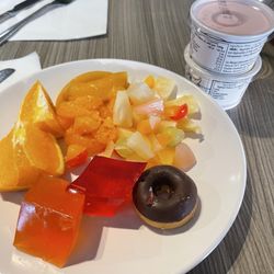 InShanghai - Canned Fruits, Jello, Stale Donut, Ice cream that had more ice than cream