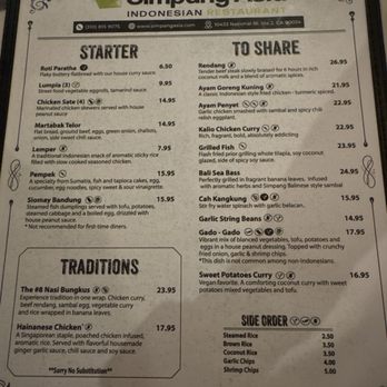 Simpang Asia - menu as of july 2026 - Indonesian Near Me - Los Angeles, California