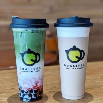 QualiTea - Matcha Blossom with boba and House Milk Tea with Cheese Mousse Creama - Bubble Tea Near Me - San Francisco, California QualiTea - Matcha Blossom with boba and House Milk Tea with Cheese Mousse Creama - Bubble Tea Near Me - San Francisco, California