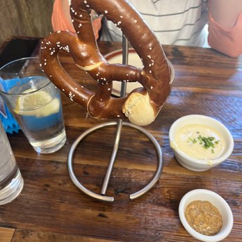 The Schnitzel Garten - Pretzel with homemade bacon cheese and house spicy mustard - German Near Me - Eagle, Idaho The Schnitzel Garten - Pretzel with homemade bacon cheese and house spicy mustard - German Near Me - Eagle, Idaho