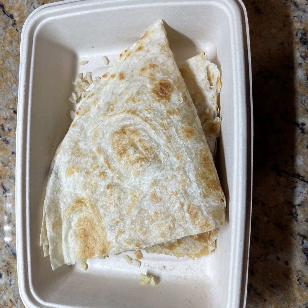 High Tech Burrito - Blackhawk - cheese quesadilla... with rice on the side??  oh wait... they put it in the quesadilla? - Mexican Near Me - Danville, California