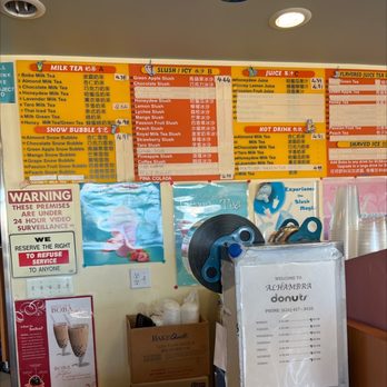 Alhambra Donuts - a menu on the wall - Donuts Near Me - Alhambra, California
