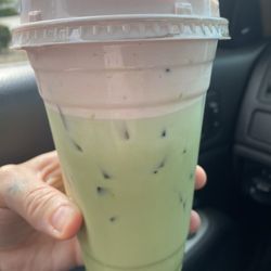 The Grounded Bean - The very best iced matcha with watermelon cold foam! Sounds weird but so good!