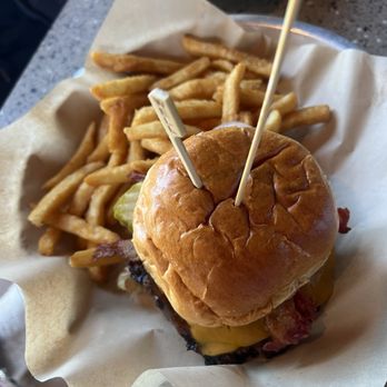Lazy Dog Restaurant & Bar - $15 burger and fries, came with dessert - New American Near Me - Newark, California Lazy Dog Restaurant & Bar - $15 burger and fries, came with dessert - New American Near Me - Newark, California