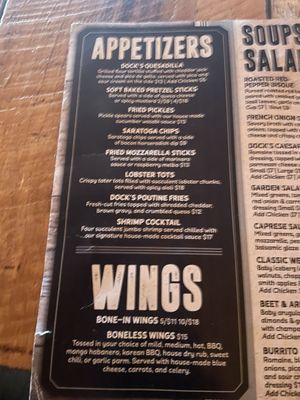 Menu photo 8 Dock Brown's Saratoga Springs, NY