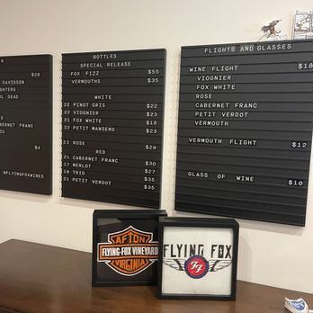 Flying Fox Vineyard - Menu of the wines from Flying Fox - Wineries Near Me - Afton, Virginia