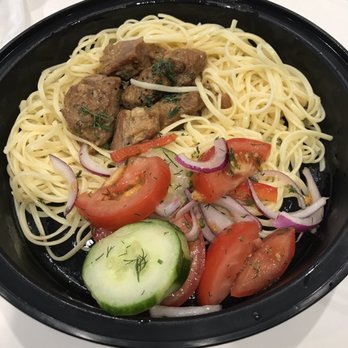 Streecha - $6 Daily Special - Braised pork, pasta, salad - Ukrainian Near Me - New York, New York