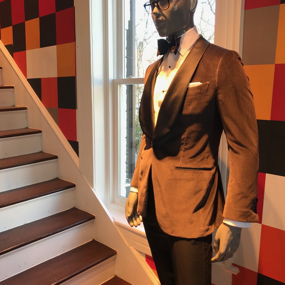 Suitsupply - Mannequin by the stairs, modeling a fly suit - Men's Clothing Near Me - Greenwich, Connecticut Suitsupply - Mannequin by the stairs, modeling a fly suit - Men's Clothing Near Me - Greenwich, Connecticut