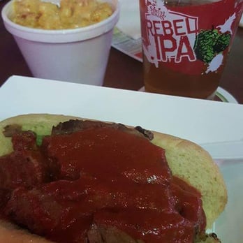 Maloneys Irish Pub - 402 BBQ's Brisket sandwich, with their hot sauce, Mac & Cheese side, and Infusion's IPA... Some one couldn't wait for the food... - Beer, Wine & Spirits Near Me - Omaha, Nebraska Maloneys Irish Pub - 402 BBQ's Brisket sandwich, with their hot sauce, Mac & Cheese side, and Infusion's IPA... Some one couldn't wait for the food... - Beer, Wine & Spirits Near Me - Omaha, Nebraska