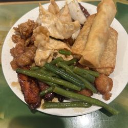 Great Wall Buffet - Spring roll, egg roll, dumplings, green beans and more