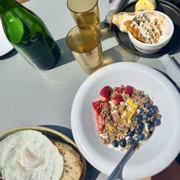 Granola fruit yogurt bowl, sourdough bread, breakfast burrito Granola fruit yogurt bowl, sourdough bread, breakfast burrito