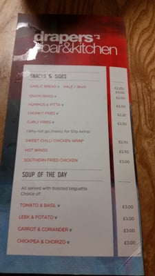 Menu photo 3 Drapers Bar and Kitchen London, XGL