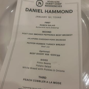 Seven Acre Dairy Company - Menu for guest chef - Hotels Near Me - Belleville, Wisconsin Seven Acre Dairy Company - Menu for guest chef - Hotels Near Me - Belleville, Wisconsin