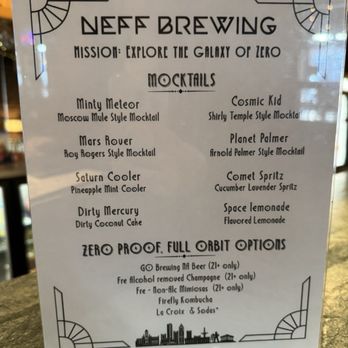 NEFF Brewing - Mocktail menu - Brewpubs Near Me - Tulsa, Oklahoma