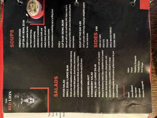 Menu photo 5 Red Lion Grog House Indianapolis, IN