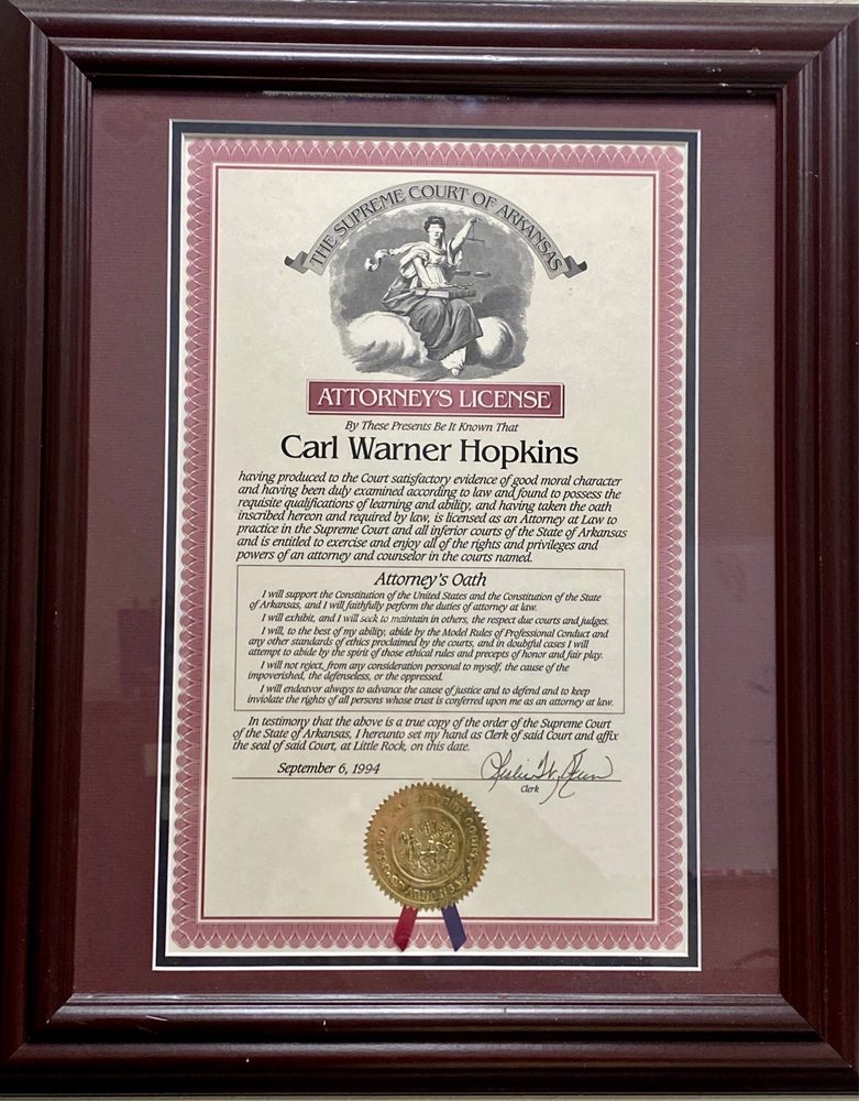 CARL W. HOPKINS HOPKINS & HOLMES ATTORNEYS AT LAW Updated June 2024