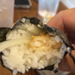 Tamaya Sushi - Rice to shrimp ratio in a hand roll