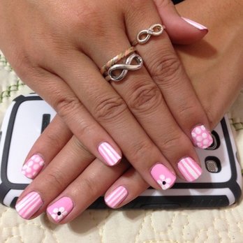 Pretty Nail Lounge - Cute light pink nails with design! - Nail Salons Near Me - Montebello, California Pretty Nail Lounge - Cute light pink nails with design! - Nail Salons Near Me - Montebello, California