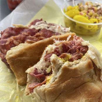 A K Meats - Hot Pastrami on Dutch Crunch. Pepperoncini on the side. - Delis Near Me - San Francisco, California