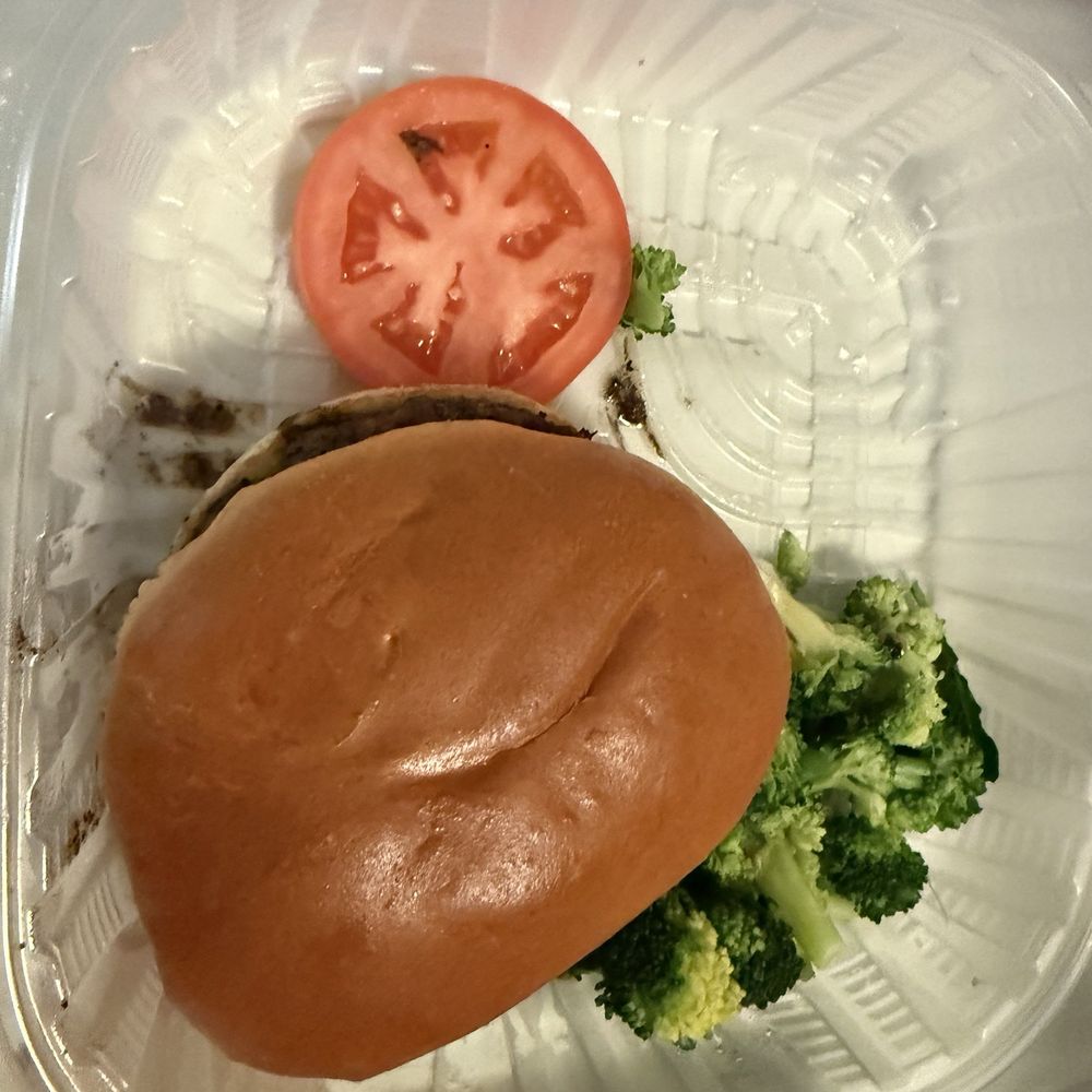 99 Restaurants - Plain Burger* with a side of broccoli - American Near Me - Amesbury, Massachusetts 99 Restaurants - Plain Burger* with a side of broccoli - American Near Me - Amesbury, Massachusetts