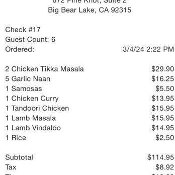 Himalayan Restaurant - Charged us extra for Rice & Nann when menu said it was included - Indian Near Me - Big Bear Lake, California Himalayan Restaurant - Charged us extra for Rice & Nann when menu said it was included - Indian Near Me - Big Bear Lake, California