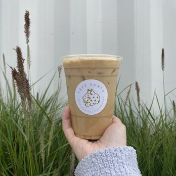 Cafe Santo - Iced Vanilla Latte ($6.00) with Oat Milk (+$1.00) - Caterers Near Me - Montebello, California Cafe Santo - Iced Vanilla Latte ($6.00) with Oat Milk (+$1.00) - Caterers Near Me - Montebello, California