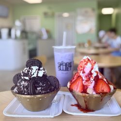 Share Sweet - Taro Milk Tea With Boba 香芋珍珠奶茶 strawberry bingsu  Oreo cream Bingsu