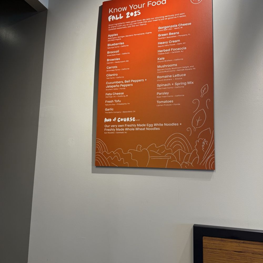 honeygrow - this was a nice touch, knowing information about the food and where it comes from - Salad Near Me - Rockville, Maryland
