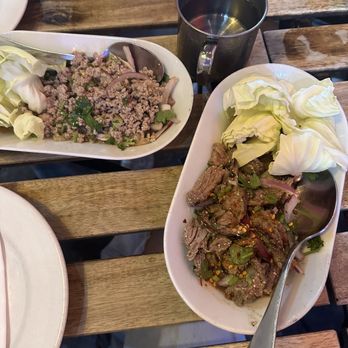 Lung Yai Thai Tapas - Neua Nam Tok (Beef Salad), Moo Nam Tok (Pork Salad) - Tapas/Small Plates Near Me - Miami, Florida Lung Yai Thai Tapas - Neua Nam Tok (Beef Salad), Moo Nam Tok (Pork Salad) - Tapas/Small Plates Near Me - Miami, Florida