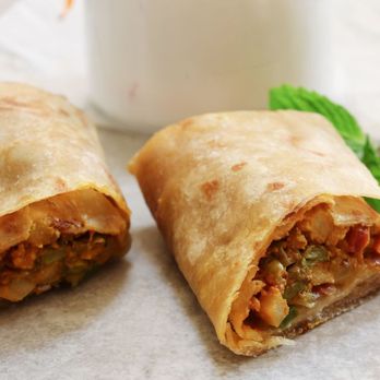 Chai & Kathi Roll - a close up of the wrap - Coffee & Tea Near Me - Indianapolis, Indiana