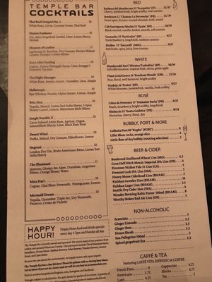 Menu photo 4 The Temple Bar Bellingham, WA