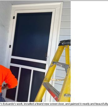 Lux Estuardo - Estudardo installed a new screen door and painted it neatly. - Handyman Near Me Lux Estuardo - Estudardo installed a new screen door and painted it neatly. - Handyman Near Me