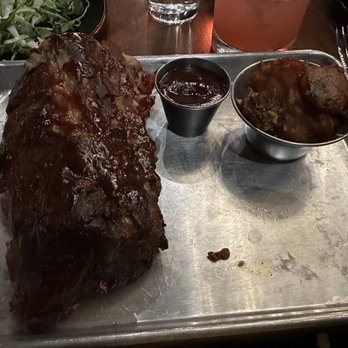 Whiskey 'N Rye Smokehouse - Half rack of baby back ribs and smashed potatoes - Barbeque Near Me - Solvang, California Whiskey 'N Rye Smokehouse - Half rack of baby back ribs and smashed potatoes - Barbeque Near Me - Solvang, California